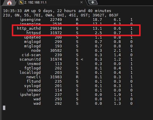CPU FortiGate tăng cao
